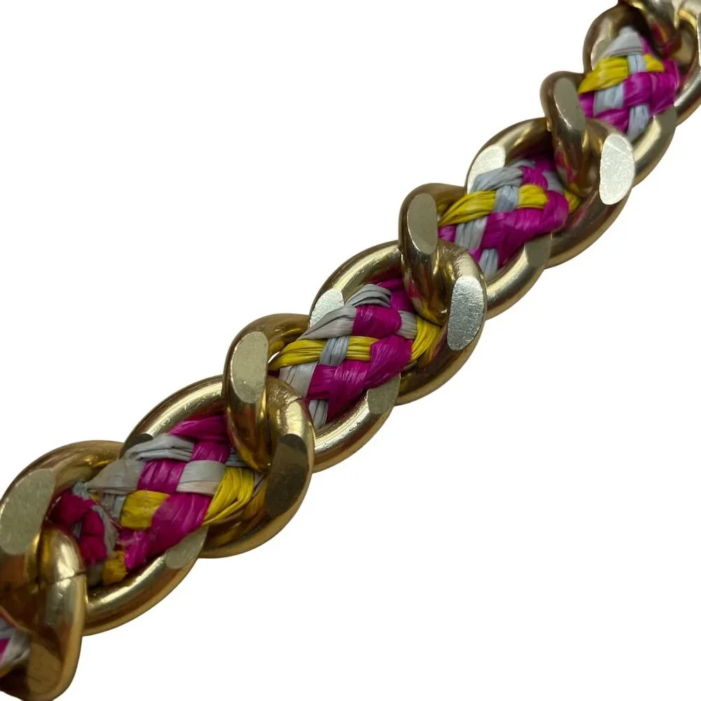 A Point ETC Women’s Natural Woven Straw Chain Handle Boho Bucket Bag Size S - Picture 7 of 11